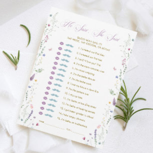 Butterfly Bridal Shower He Said She Said Game Card