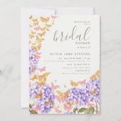 Butterfly Bridal Shower Hydrangea Gold Elegant Invitation (Front)