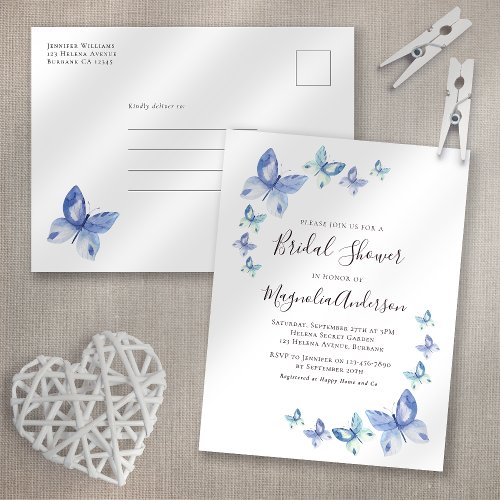 Butterfly Bridal Shower Invitation Postcard