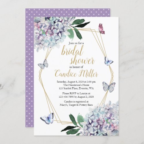 butterfly bridal shower invitation purple lavender