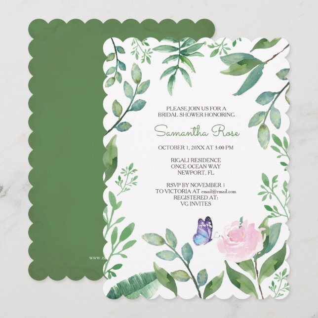 Butterfly Bridal Shower Invitations (Front/Back)