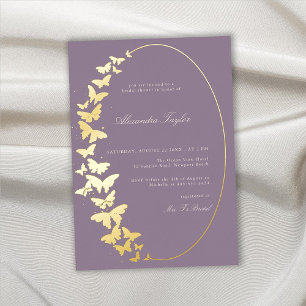 Butterfly Bridal Shower Lavender Elegant Boho Gold Foil Invitation