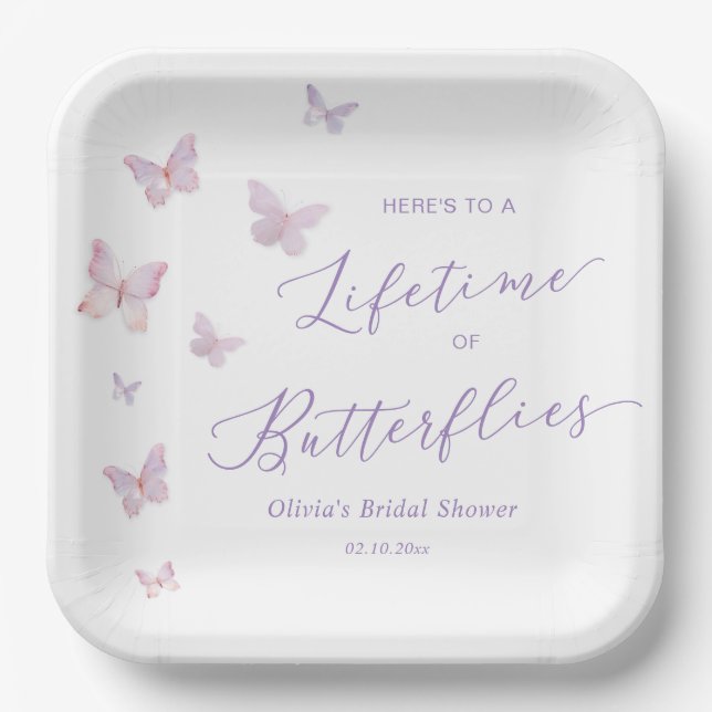 Butterfly Bridal Shower  Paper Plates (Front)