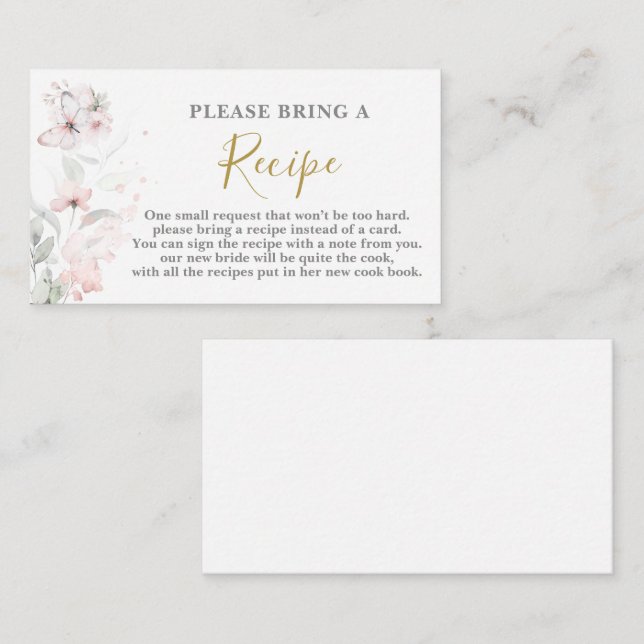 Butterfly Bridal Shower Recipe Card Request (Front/Back)