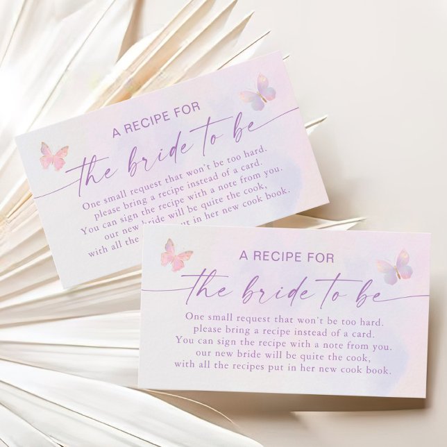 Butterfly Bridal Shower Recipe Request  Enclosure Card (Creator Uploaded)