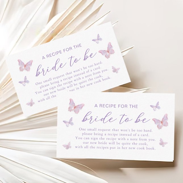 Butterfly Bridal Shower Recipe Request  Enclosure Card (Creator Uploaded)