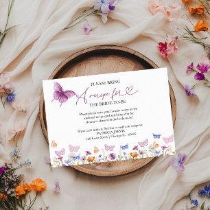 Butterfly Bridal Shower Recipe Request Invitation