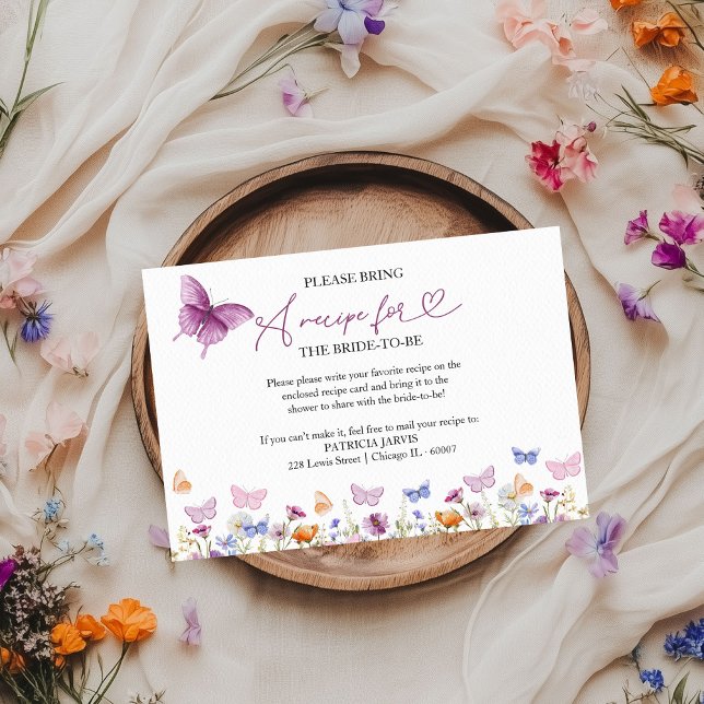 Butterfly Bridal Shower Recipe Request Invitation (Creator Uploaded)