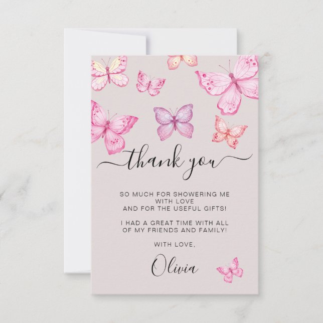 Butterfly Bridal Shower thank you Invitation (Front)