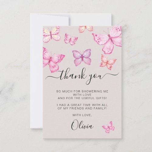 Butterfly Bridal Shower thank you Invitation