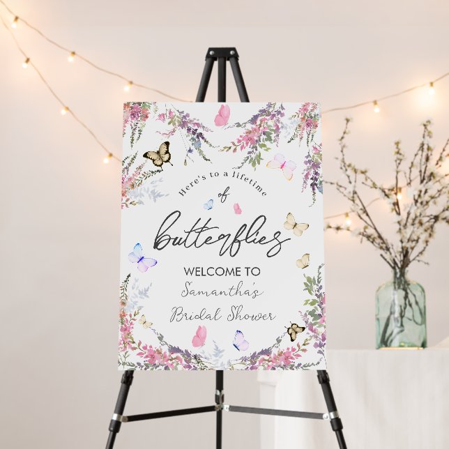 Butterfly Bridal Shower Welcome Sign (In Situ (Stand))