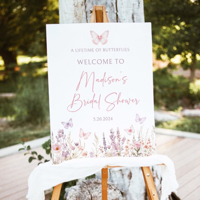Butterfly Bridal Shower Welcome Sign Template Life (Creator Uploaded)