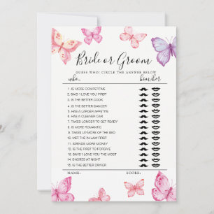 Butterfly Bride or Groom game fully editable card