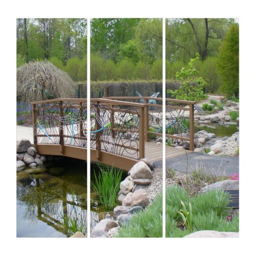 Butterfly Bridge in Botanical Garden Triptych Art