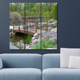 Butterfly Bridge in Botanical Garden Triptych Art