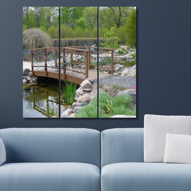 Butterfly Bridge in Botanical Garden Triptych Art (Butterfly Bridge in Botanical Garden Triptych Art)