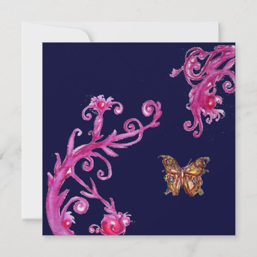 BUTTERFLY  bright pink blue Invitation