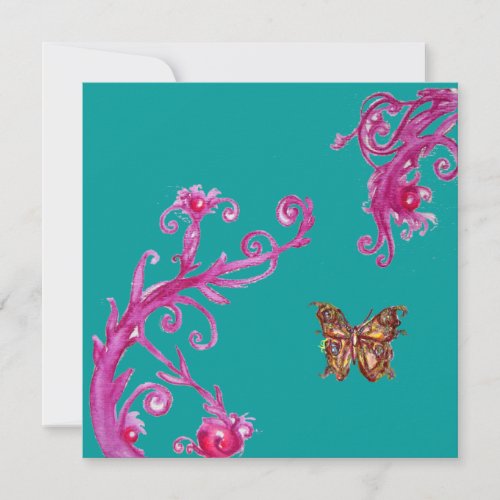 BUTTERFLY  bright pink blue Invitation