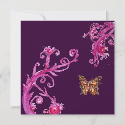 BUTTERFLY  bright pink purple Invitation