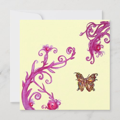 BUTTERFLY  bright pink white Invitation