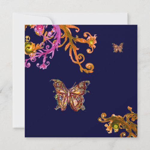 BUTTERFLY  bright pink yellow blue Invitation