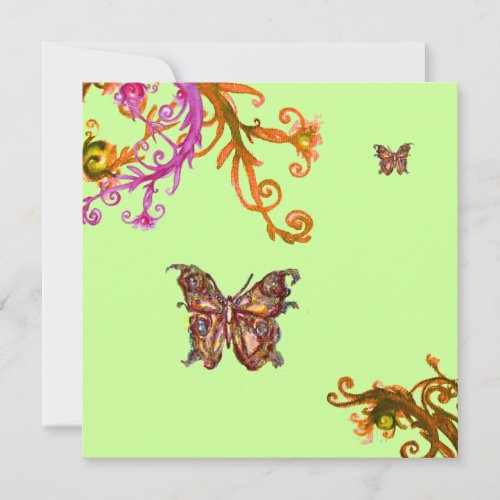 BUTTERFLY  bright pink yellow green Invitation