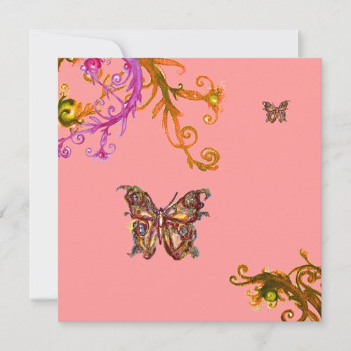 BUTTERFLY  bright pink yellow purple violet Invitation