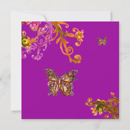 BUTTERFLY  bright pink yellow purple violet Invitation