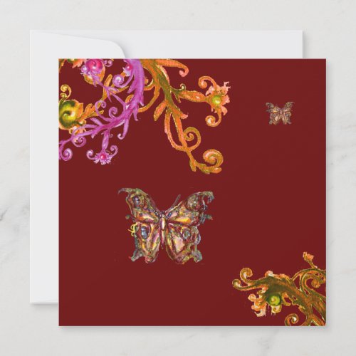 BUTTERFLY  bright pink yellow red Invitation