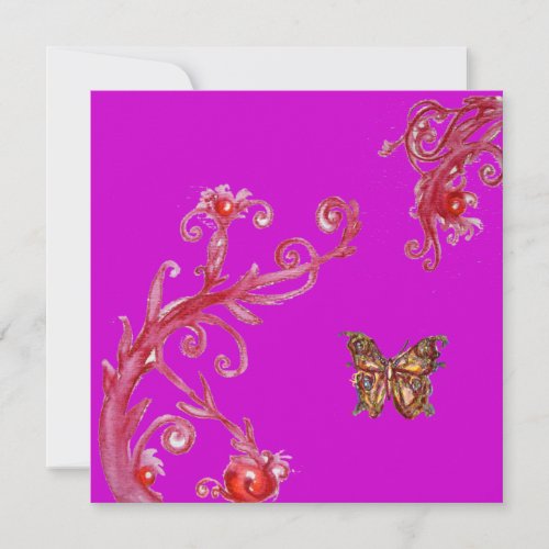 BUTTERFLY  bright red black purple violet Invitation