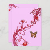 BUTTERFLY , bright red pink Invitation (Front/Back)