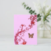BUTTERFLY , bright red pink Invitation (Standing Front)