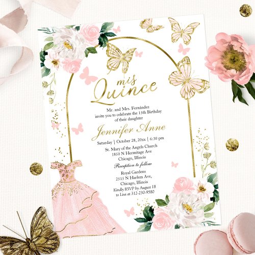 Butterfly Budget Quince Invitations Blush Dress
