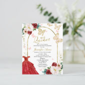 Butterfly Budget Spanish Quinceanera Invitations (Standing Front)