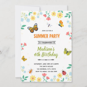 Butterfly bugs garden summer invitation
