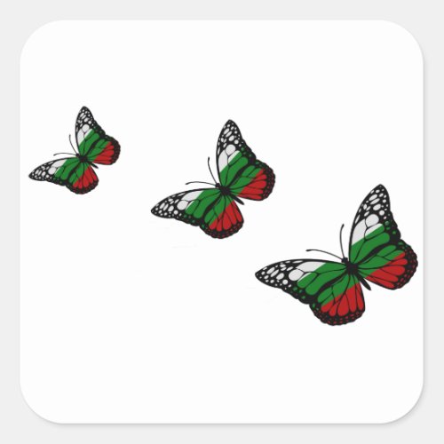 Butterfly Bulgarian Flag Square Sticker
