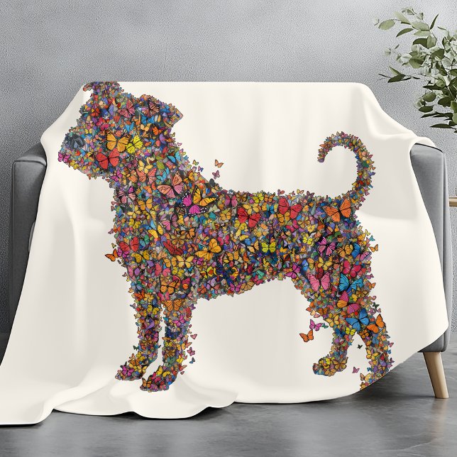 Butterfly Bully Silhouette Art | Pitbull Dog Mama  Fleece Blanket (Creator Uploaded)