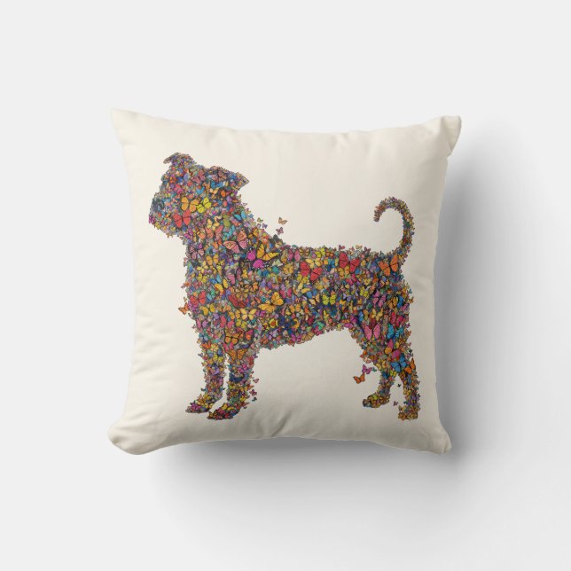Butterfly Bully Silhouette Art | Pitbull Dog Mama  Throw Pillow (Front)