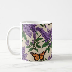 Butterfly bush purple flowers and butterflies coffee mug