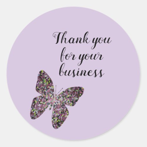 Butterfly Business Thank You Customer Invoice Classic Round Sticker