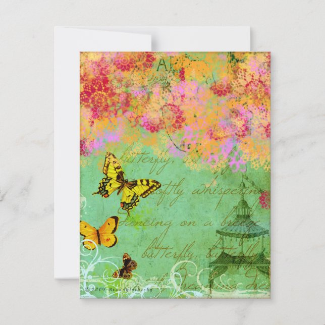 Butterfly, Butterfly Collage Art Invitations (Front)