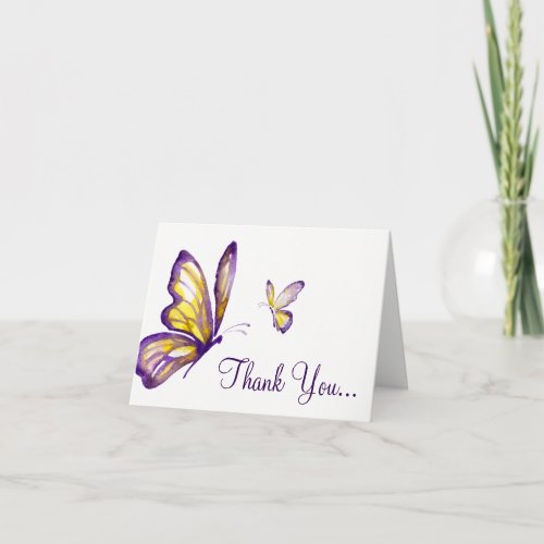 Butterfly Cards  Purple Watercolor Thank You Note