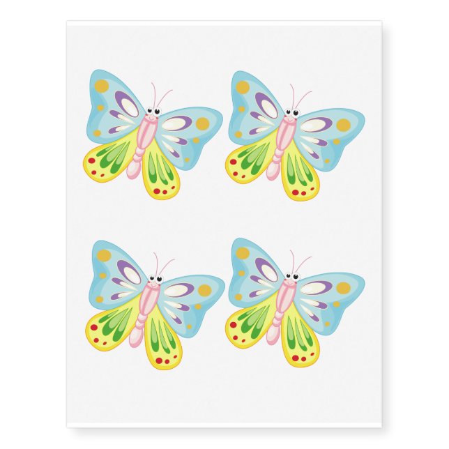 Butterfly cartoon temporary tattoos (Front)