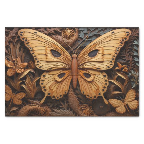 Butterfly Carved Wood Art Tissue Paper