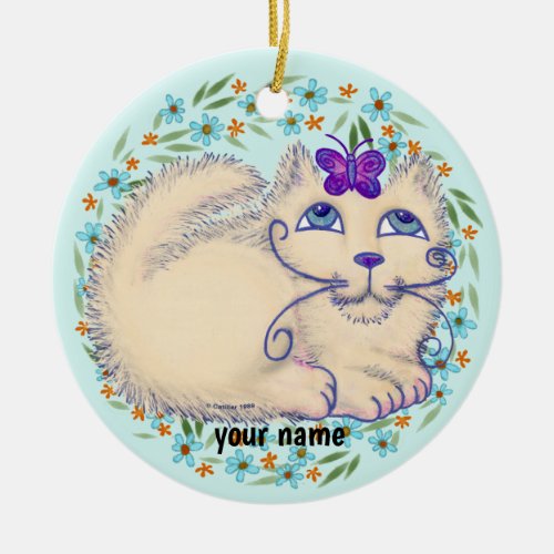 Butterfly Cat custom name Ornament