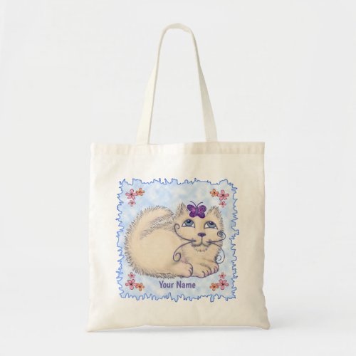 Butterfly Cat custom name Tote Bag