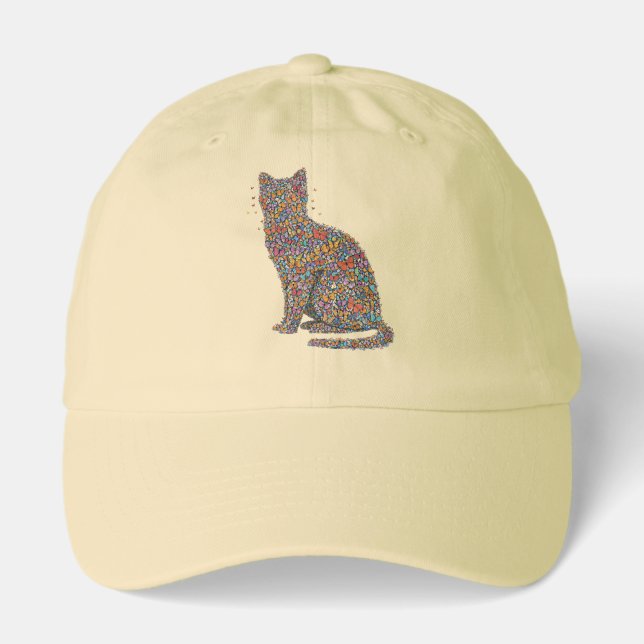 Butterfly Cat Lover Silhouette Art | Graphic Print Hat (Front)