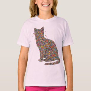 Butterfly Cat Lover Silhouette Art   Graphic Print T-Shirt