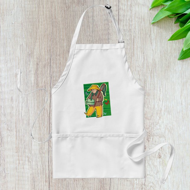 Butterfly Catcher Retro Nature Explorer Adult Apron (Creator Uploaded)