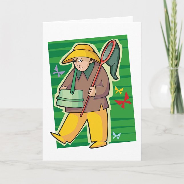 Butterfly Catcher Retro Nature Explorer Card (Creator Uploaded)